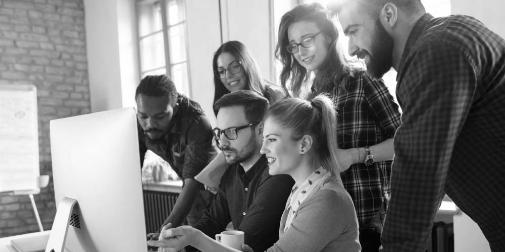 Group of people collaborating on a project